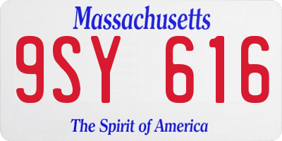 MA license plate 9SY616