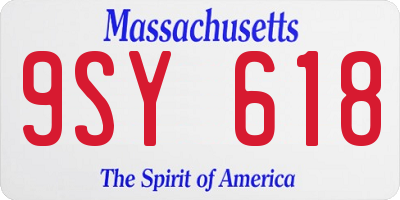MA license plate 9SY618