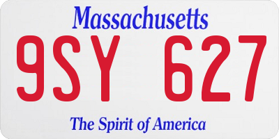 MA license plate 9SY627