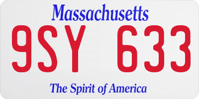 MA license plate 9SY633