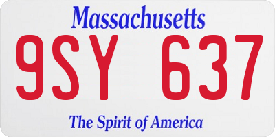 MA license plate 9SY637