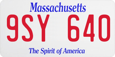 MA license plate 9SY640