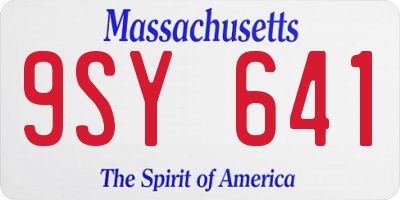 MA license plate 9SY641