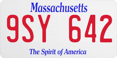MA license plate 9SY642