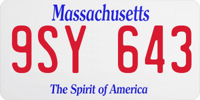 MA license plate 9SY643