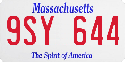 MA license plate 9SY644