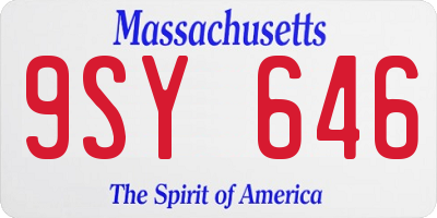 MA license plate 9SY646