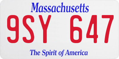MA license plate 9SY647