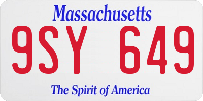 MA license plate 9SY649