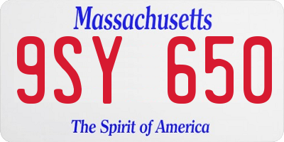 MA license plate 9SY650