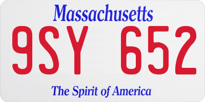 MA license plate 9SY652