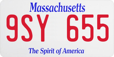 MA license plate 9SY655