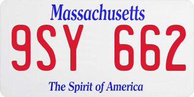 MA license plate 9SY662