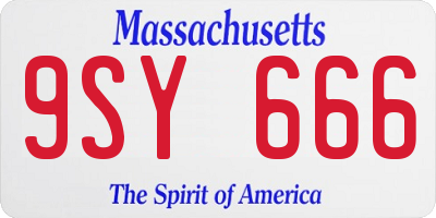 MA license plate 9SY666