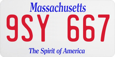 MA license plate 9SY667