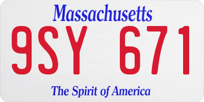 MA license plate 9SY671
