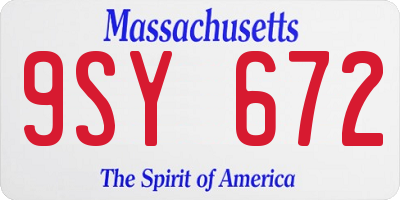 MA license plate 9SY672