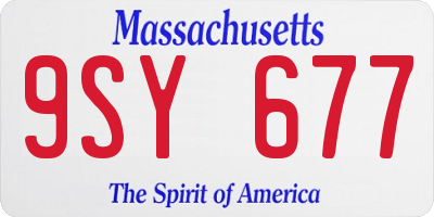 MA license plate 9SY677