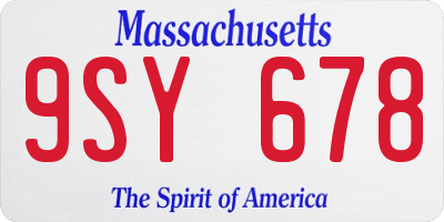 MA license plate 9SY678