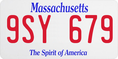 MA license plate 9SY679
