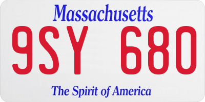MA license plate 9SY680