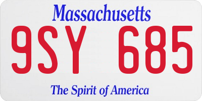 MA license plate 9SY685