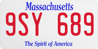 MA license plate 9SY689