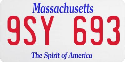 MA license plate 9SY693