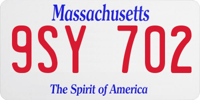 MA license plate 9SY702