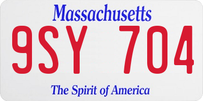 MA license plate 9SY704