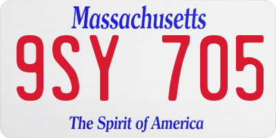 MA license plate 9SY705