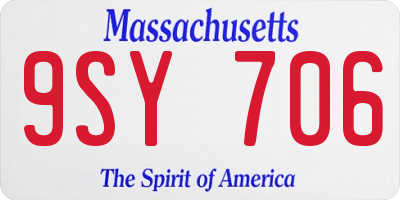 MA license plate 9SY706