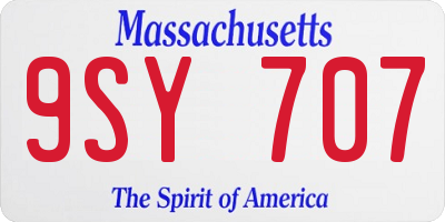 MA license plate 9SY707