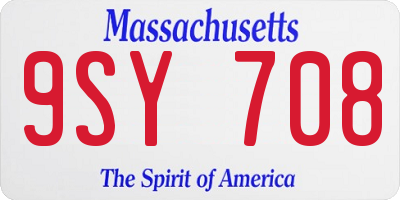 MA license plate 9SY708