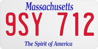 MA license plate 9SY712