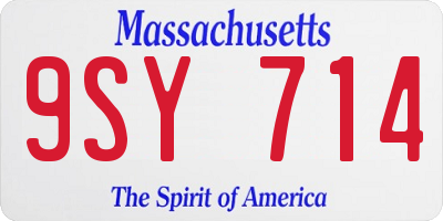 MA license plate 9SY714