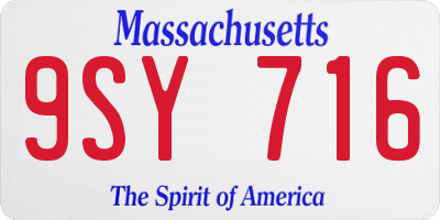 MA license plate 9SY716