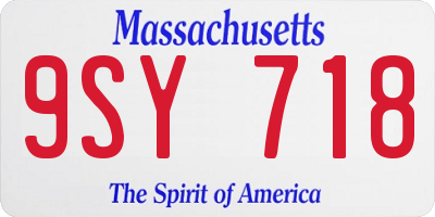 MA license plate 9SY718