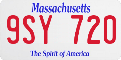 MA license plate 9SY720