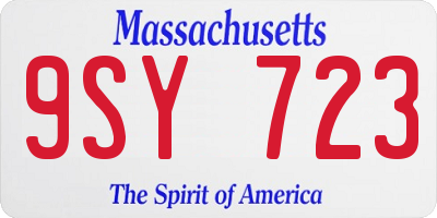 MA license plate 9SY723