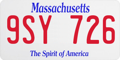 MA license plate 9SY726