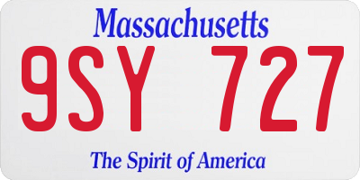 MA license plate 9SY727