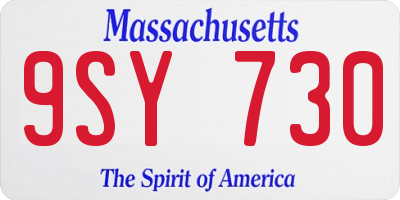 MA license plate 9SY730
