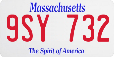 MA license plate 9SY732