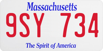 MA license plate 9SY734