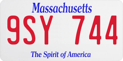 MA license plate 9SY744
