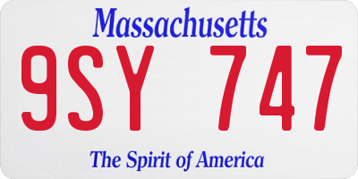 MA license plate 9SY747