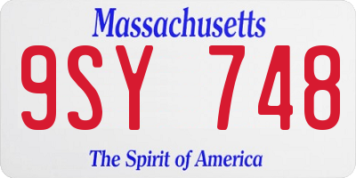 MA license plate 9SY748
