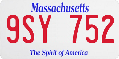 MA license plate 9SY752