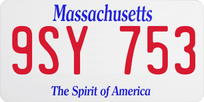 MA license plate 9SY753